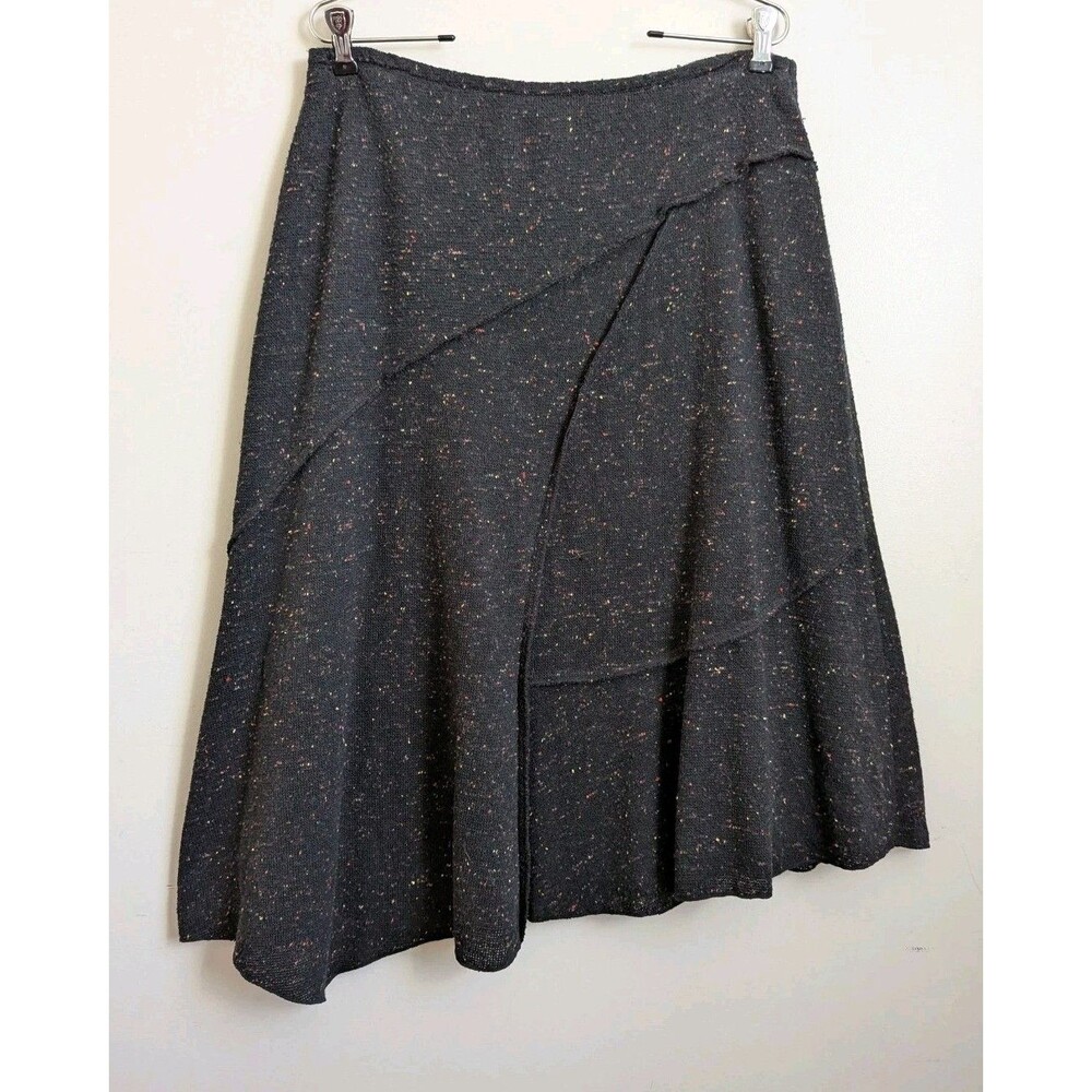 Vtg Canvasbacks Skirt Asymmetrical Knit Midi Black Lagenlook Artsy XL Pull On